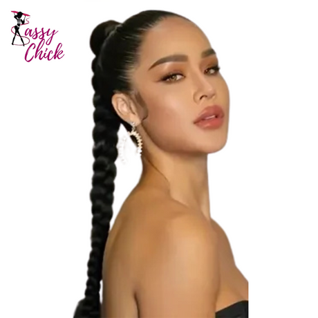 22Inches Ponytail Extensions Braid Drawstring Clip Sassy Chick Logo