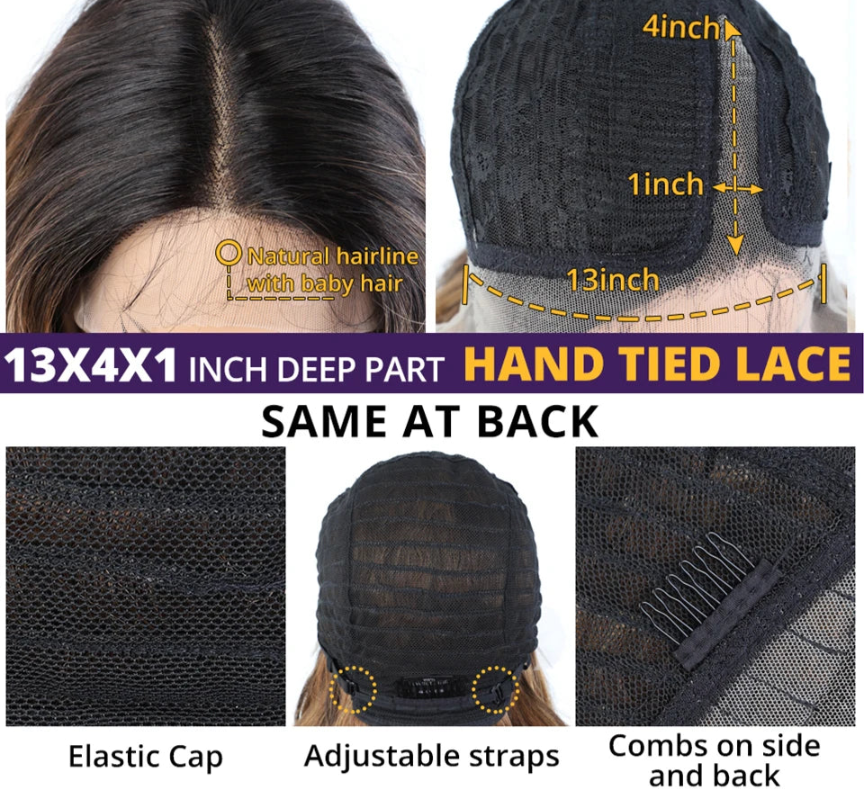 22 inches Ombre Body Wave Lace Front Wigs cap