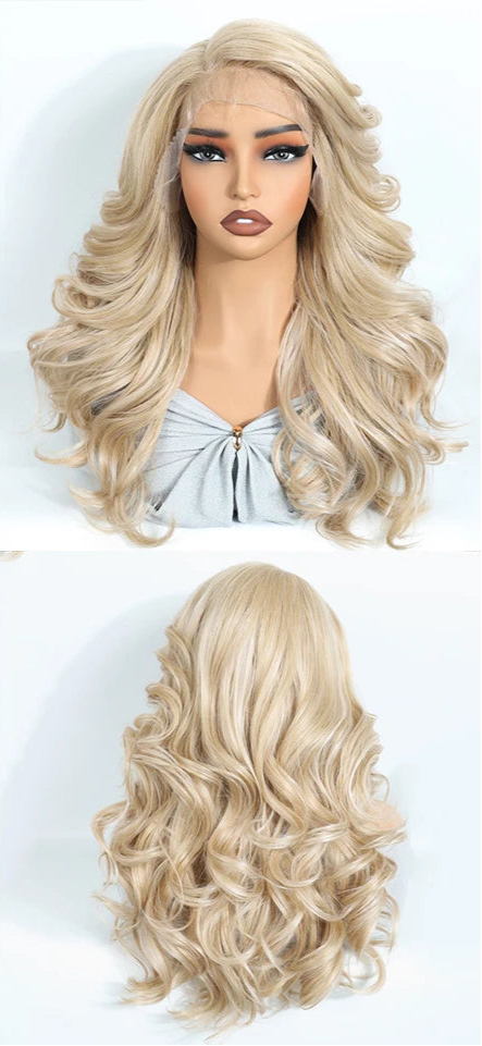 22 inches Ombre Body Wave Lace Front Wigs blonde