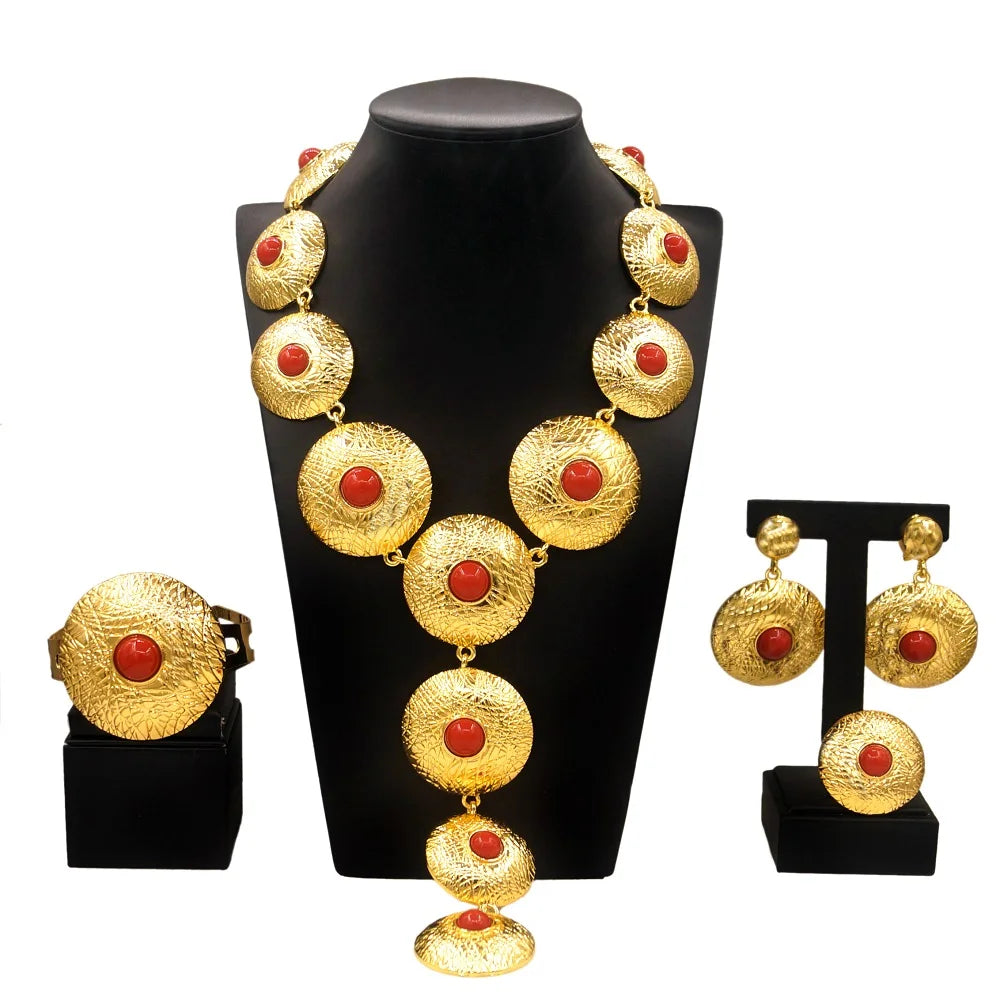 Gold big pendant necklace 