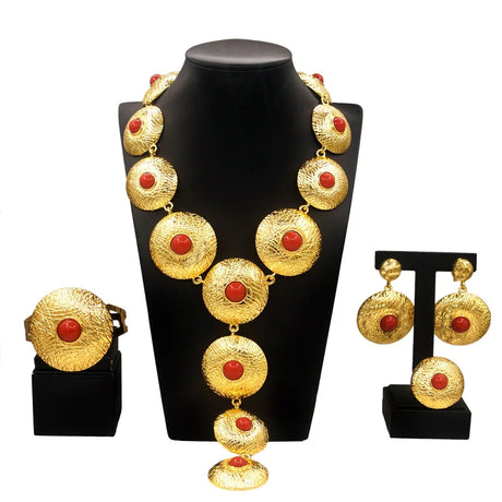Gold big pendant necklace 