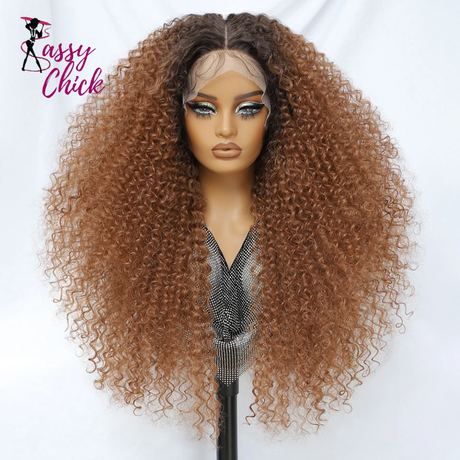 24 Inch Jerry Curl Synthetic Lace Kinky Curly Wigs Sassy Chick Logo