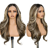 Blonde 24 inches Ombre Brown Blonde Synthetic Lace Front Wigs