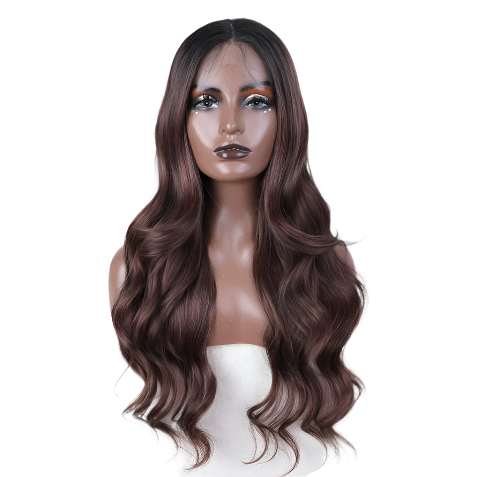 26“ Highlight Honey Brown Body Wave Wig brown