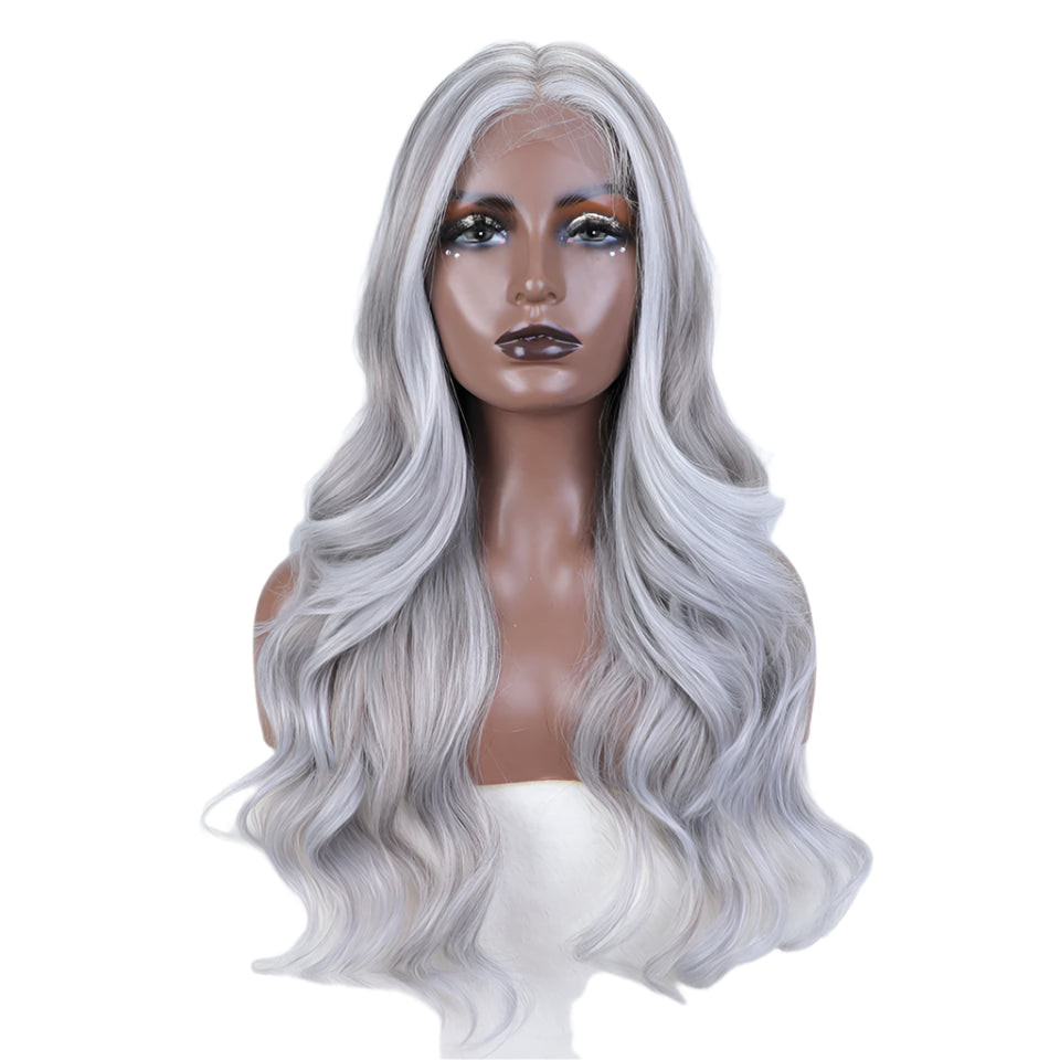26“ Highlight Honey Brown Body Wave Wig grey