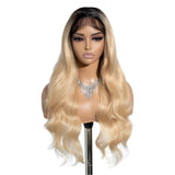 26“ Highlight Honey Brown Body Wave Wig black/ blonde