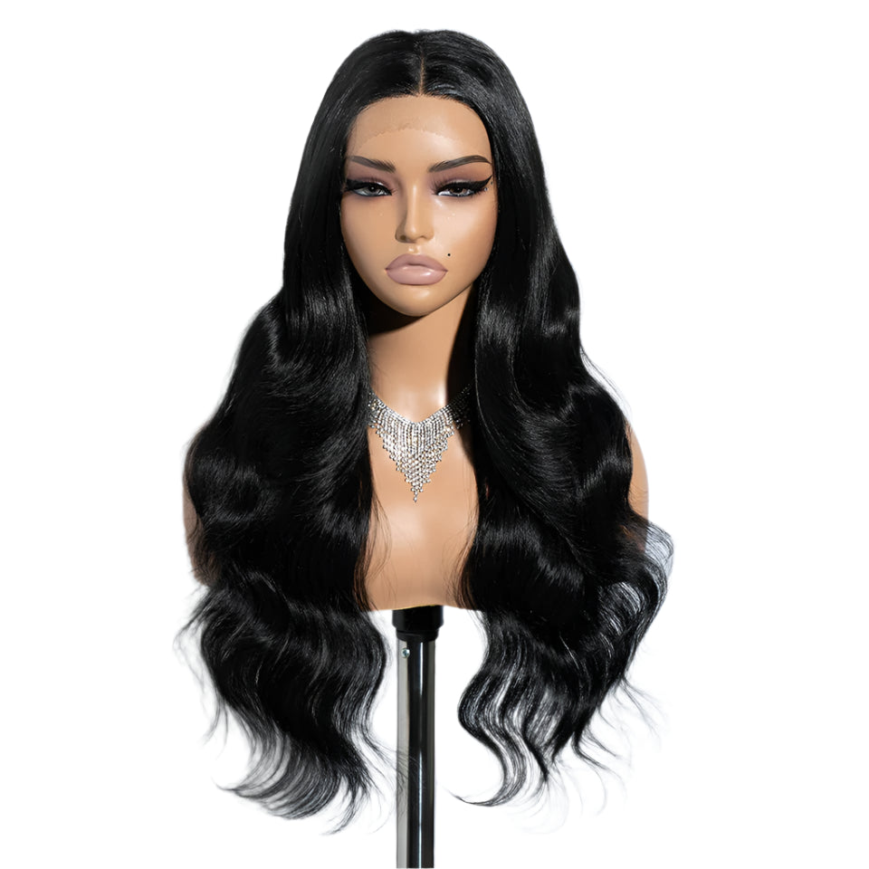 26“ Highlight Honey Brown Body Wave Wig black