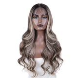 26“ Highlight Honey Brown Body Wave Wig ash grey
