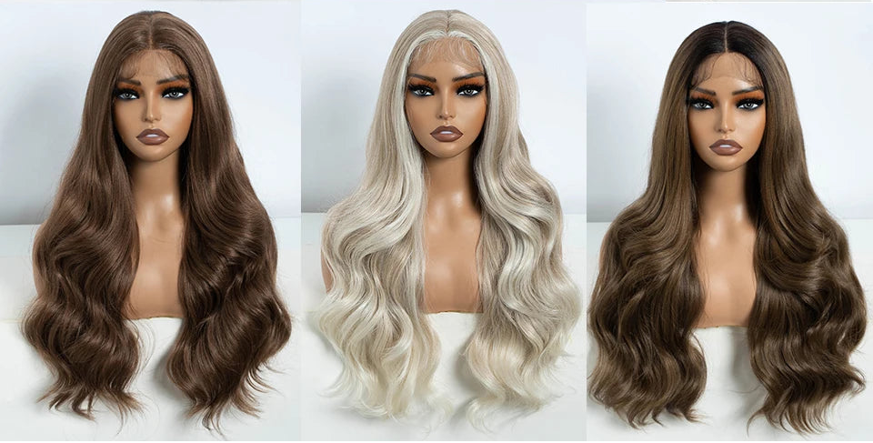 Collection of 26 Inch Body Wave Front Lace Synthetic Wigs