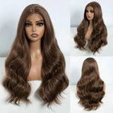 Brown 26 Inch Body Wave Front Lace Synthetic Wigs