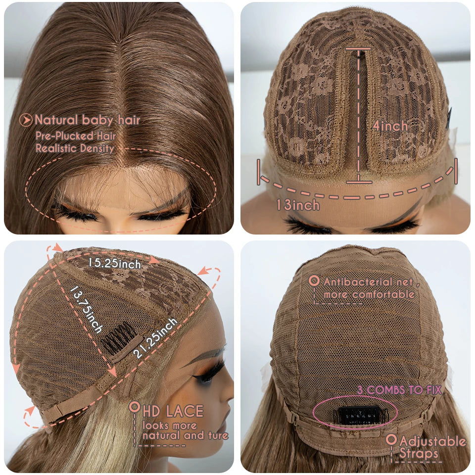 Cap 26 Inch Body Wave Front Lace Synthetic Wigs