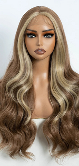 Blonde 26 Inch Body Wave Front Lace Synthetic Wigs
