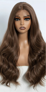 Brown 26 Inch Body Wave Front Lace Synthetic Wigs