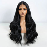 Black 26 Inch Body Wave Front Lace Synthetic Wigs
