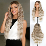 Blonde 26 Inch Long Deep Body Wavy Synthetic Wigs