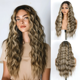 Blonde 26 Inch Long Deep Body Wavy Synthetic Wigs