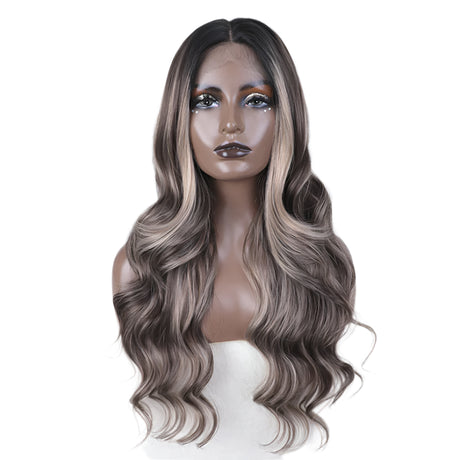 28" Highlight Body Wave Wigs black grey