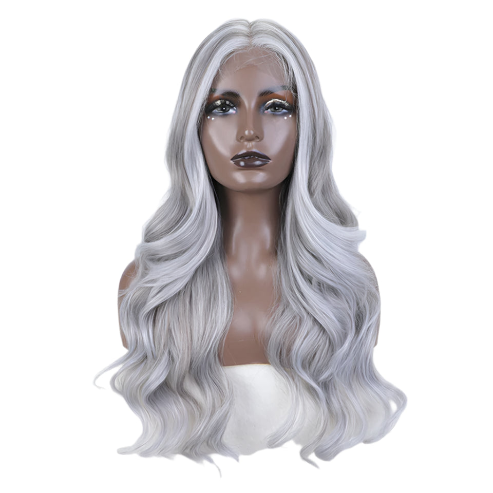 28" Highlight Body Wave Wigs grey