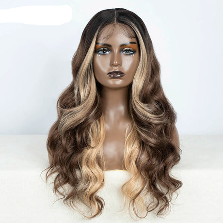 28" Highlight Body Wave Wigs brown/ blonde