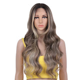 28" Highlight Body Wave Wigs ash brown