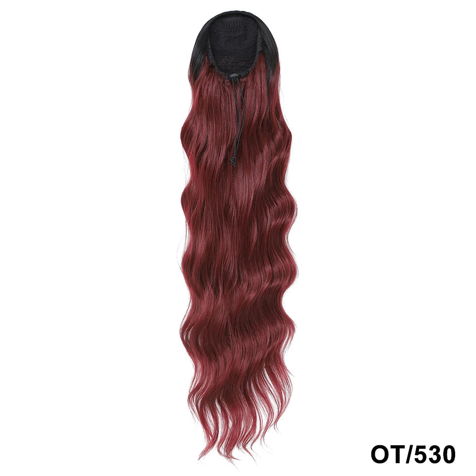 28 Inch Drawstring Curly Ponytail red