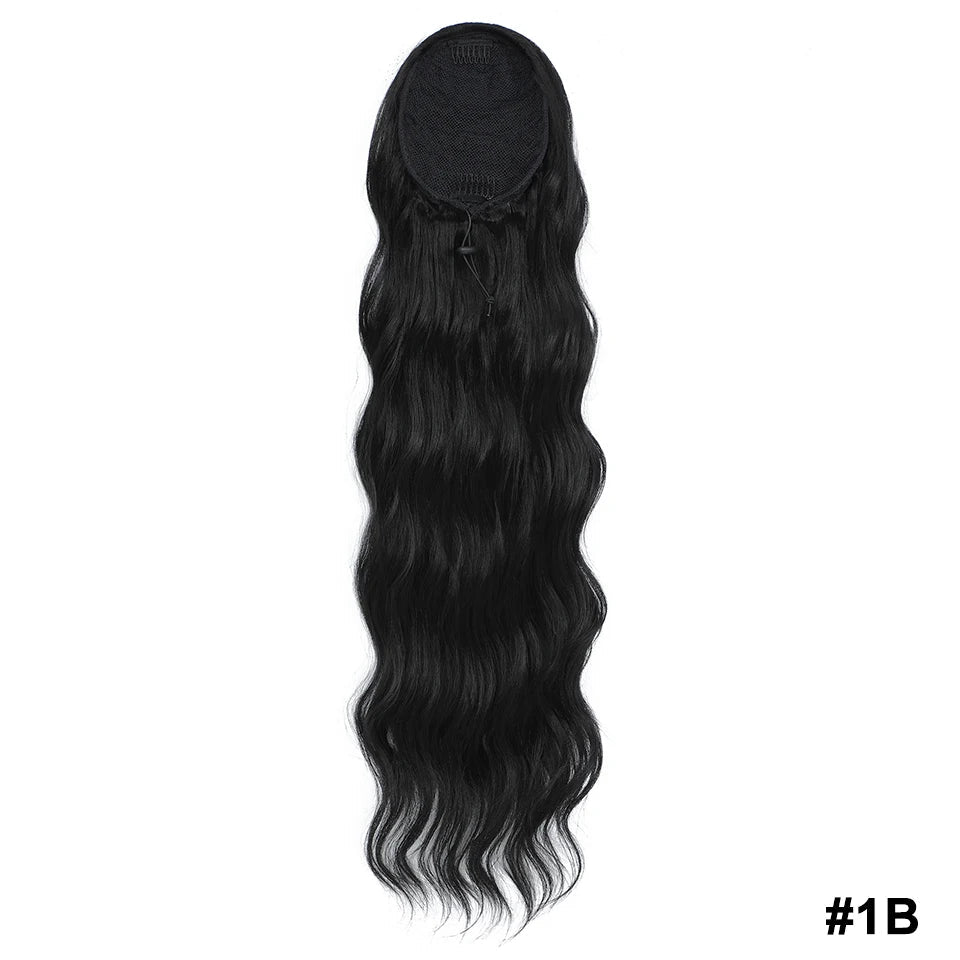 28 Inch Drawstring Curly Ponytail black