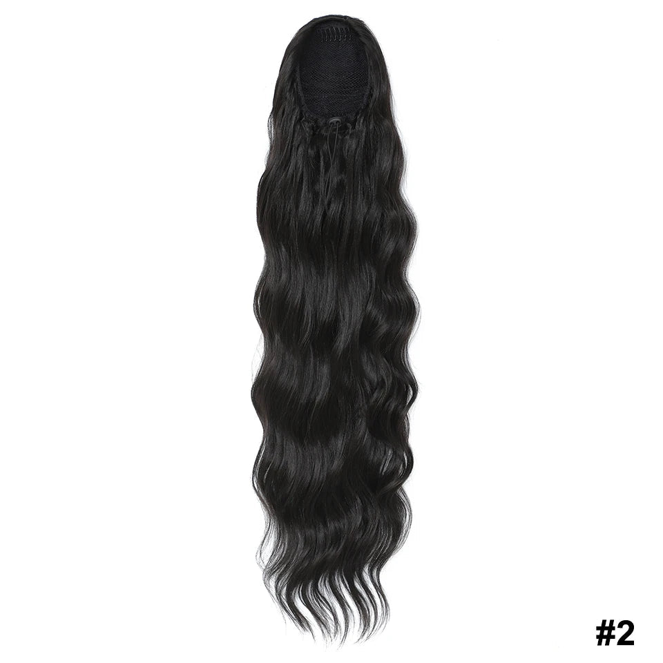 28 Inch Drawstring Curly Ponytail black