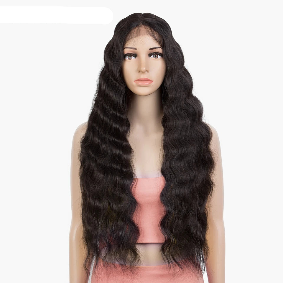 28 Inch Long Wavy Synthetic Wigs black long