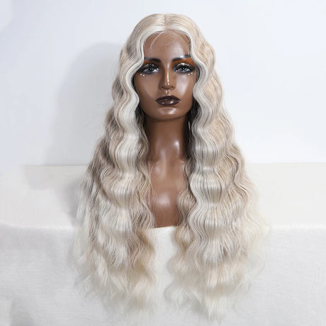 28 Inch Long Wavy Synthetic Wigs grey