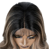 28 inch Brown Highlight Body Wavy Synthetic Lace Front Wigs