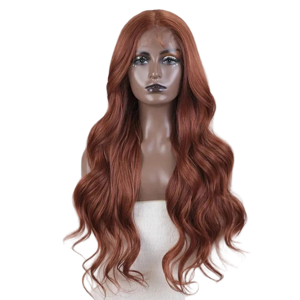 Red 28 inches Body Wave Synthetic Lace Front Wigs