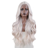 White 28 inches Body Wave Synthetic Lace Front Wigs