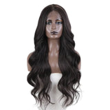 Black 28 inches Body Wave Synthetic Lace Front Wigs