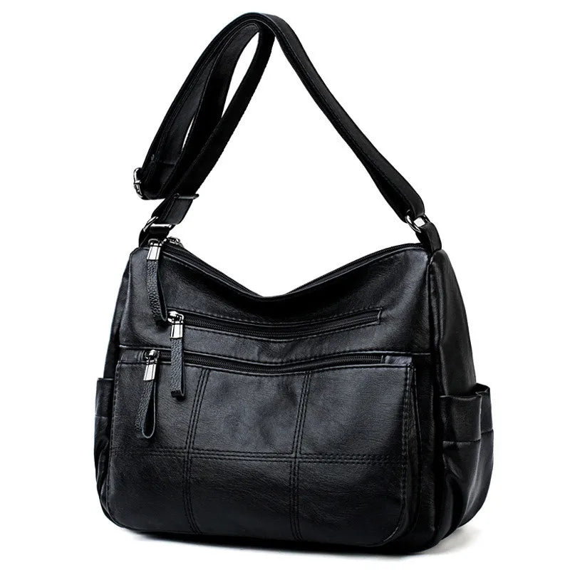 2 Layers Genuine Brand Leather High Quality Crossbody Bags black