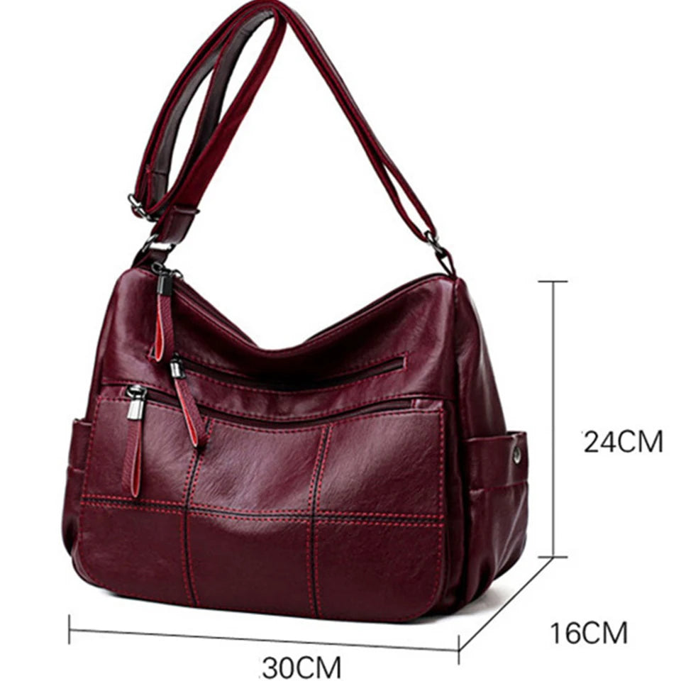2 Layers Genuine Brand Leather High Quality Crossbody Bags red 
