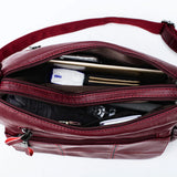 2 Layers Genuine Brand Leather High Quality Crossbody Bags red compartment 