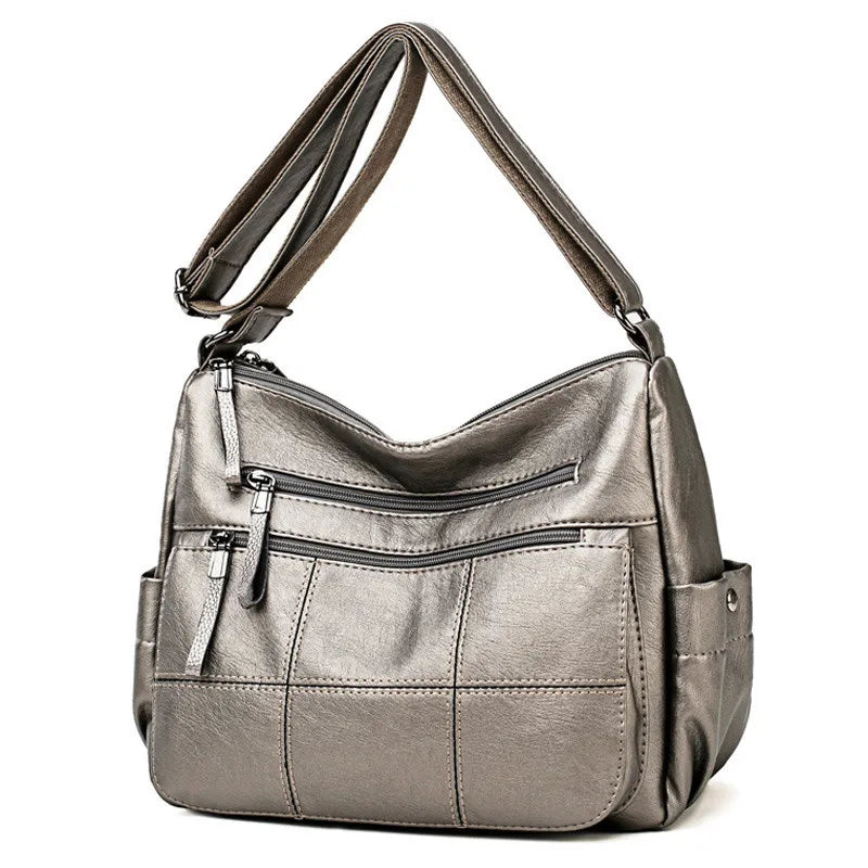 2 Layers Genuine Brand Leather High Quality Crossbody Bags bronze