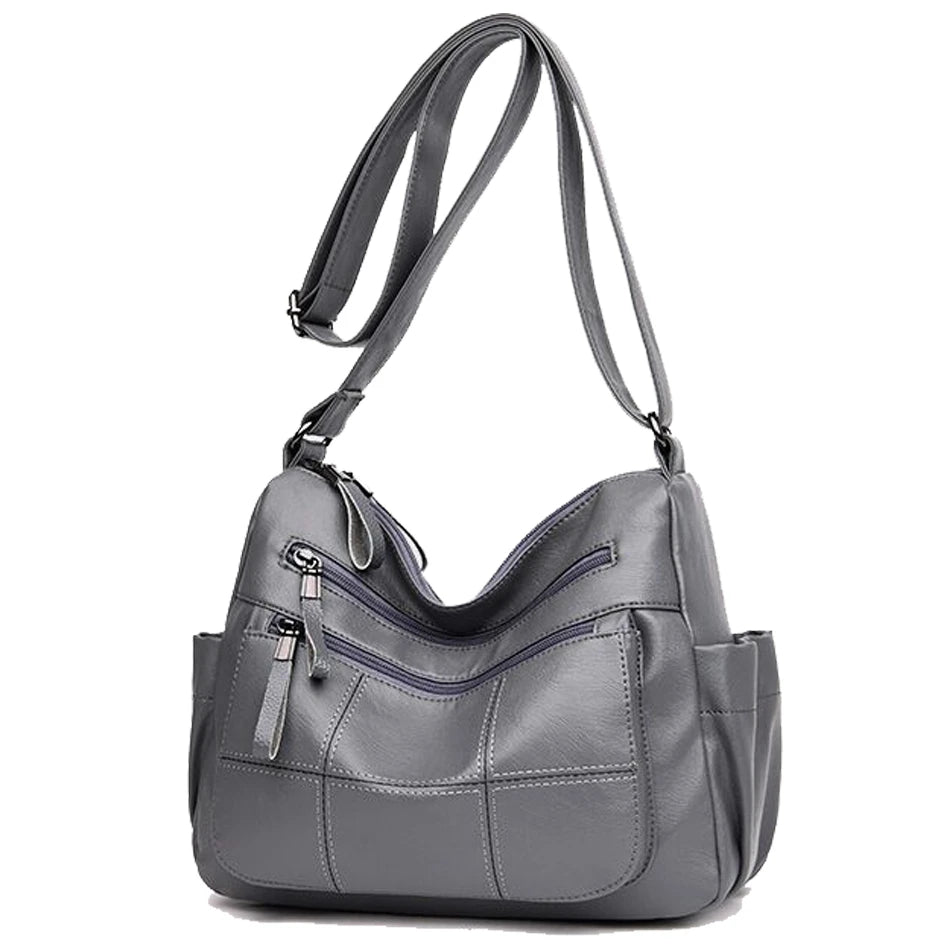 2 Layers Genuine Brand Leather High Quality Crossbody Bags grey