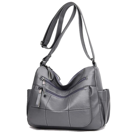 2 Layers Genuine Brand Leather High Quality Crossbody Bags grey