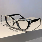 Size of 2 Pairs Stylish Rhinestones Women Cat Eye Glasses