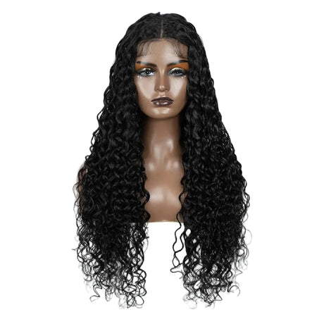 Black 30 Inch Curly Lace Front Heat Resistant Synthetic Wigs
