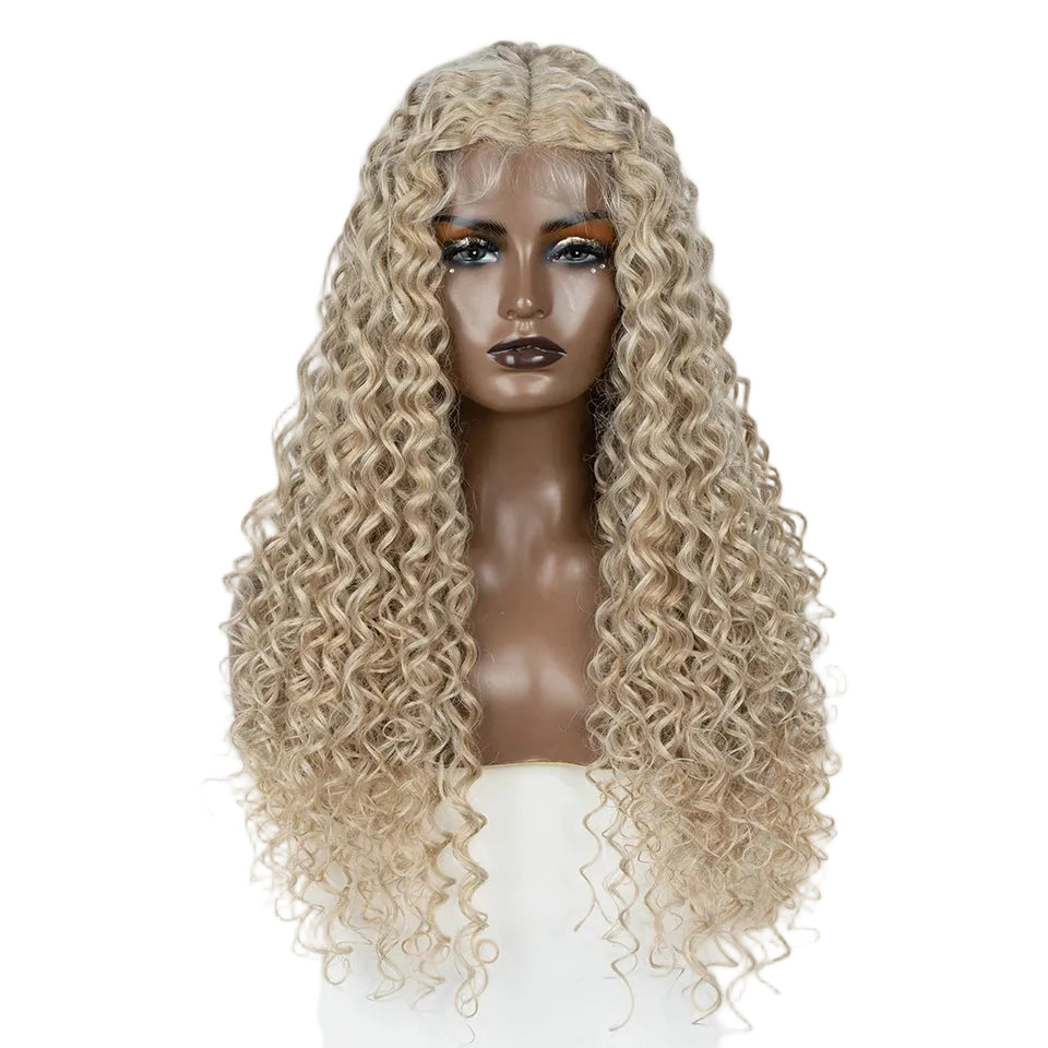 Blonde 30 Inch Curly Lace Front Heat Resistant Synthetic Wigs