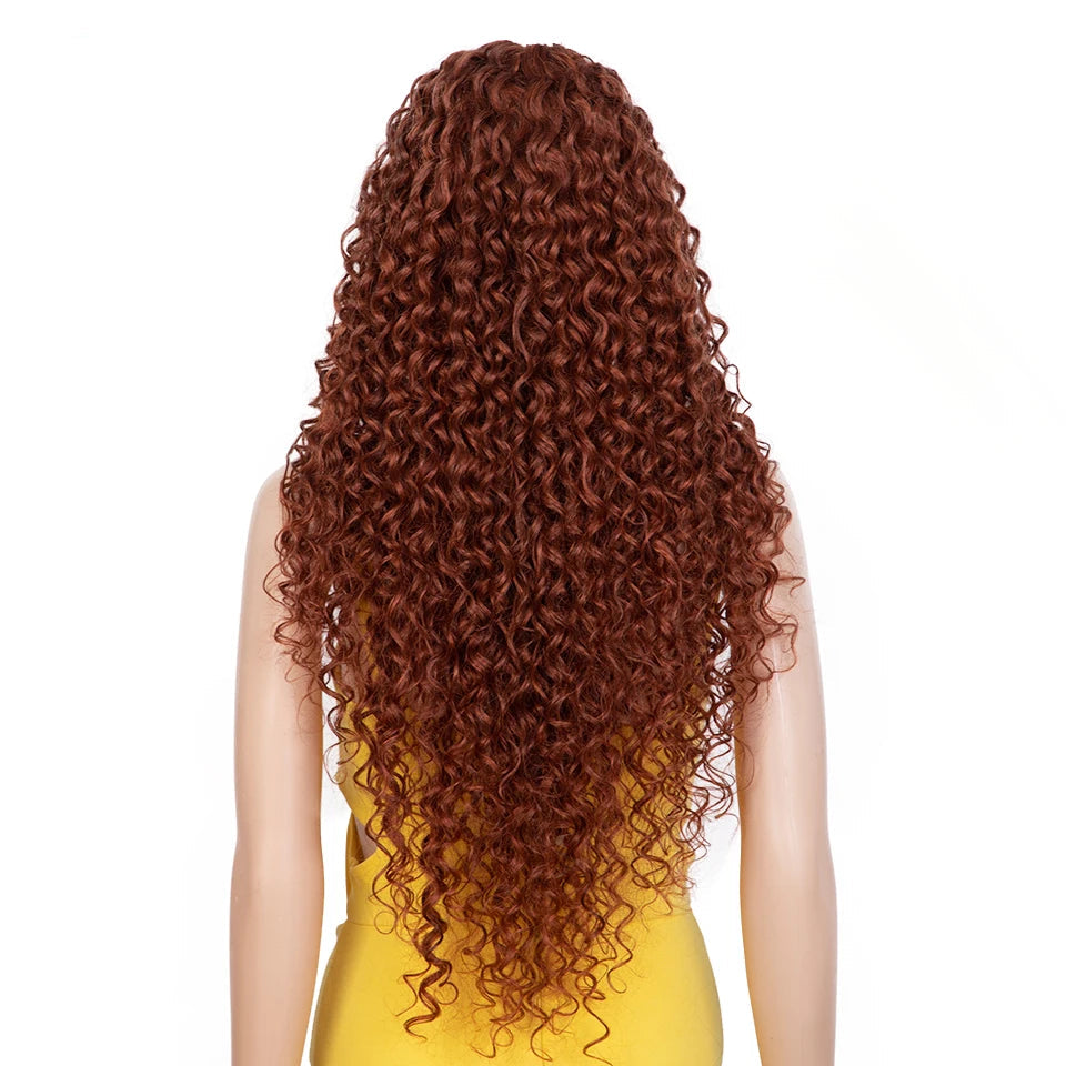 30 Inch Long Curly Hair Wig red back