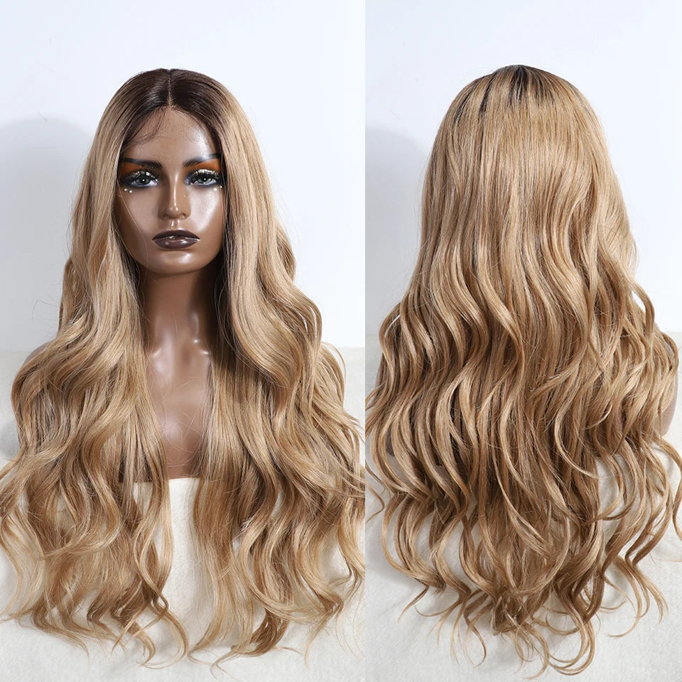 Blonde 30 inch Long Body Wavy Ombre Blonde Synthetic Wigs