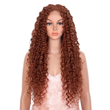 Orange 30 inch Long Curly Synthetic Lace Front Cosplay Wigs
