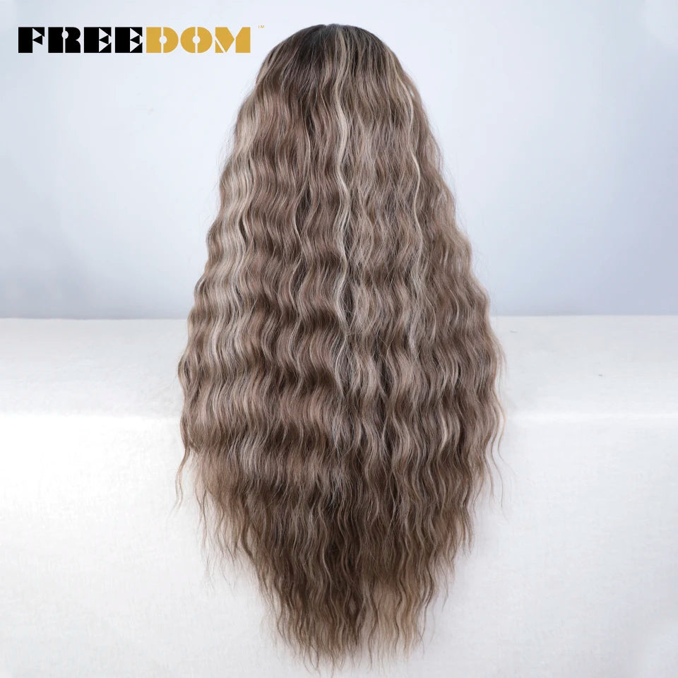 Back of 30 inches Curly Front Lace Synthetic Wigs