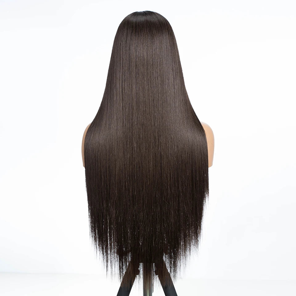 30 inches Long Straight Middle Part Wig black back