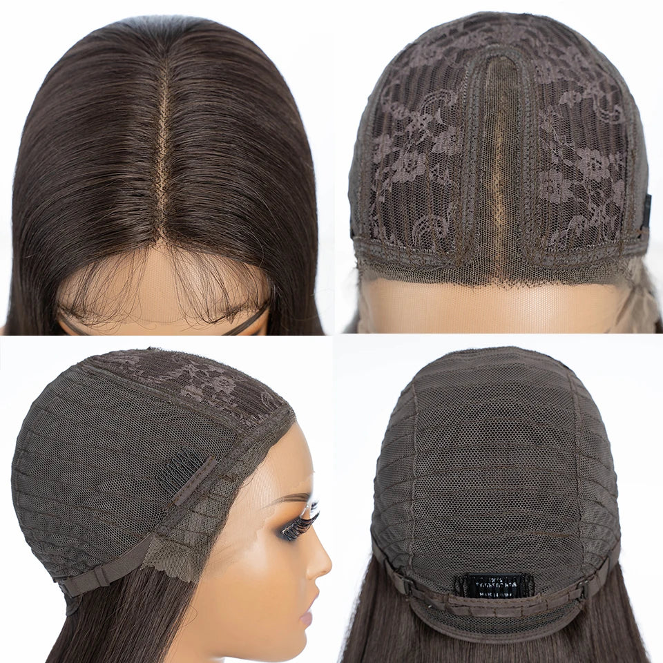 30 inches Long Straight Middle Part Wig cap