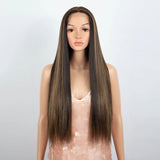 30 inches Long Straight Middle Part Wig brown 