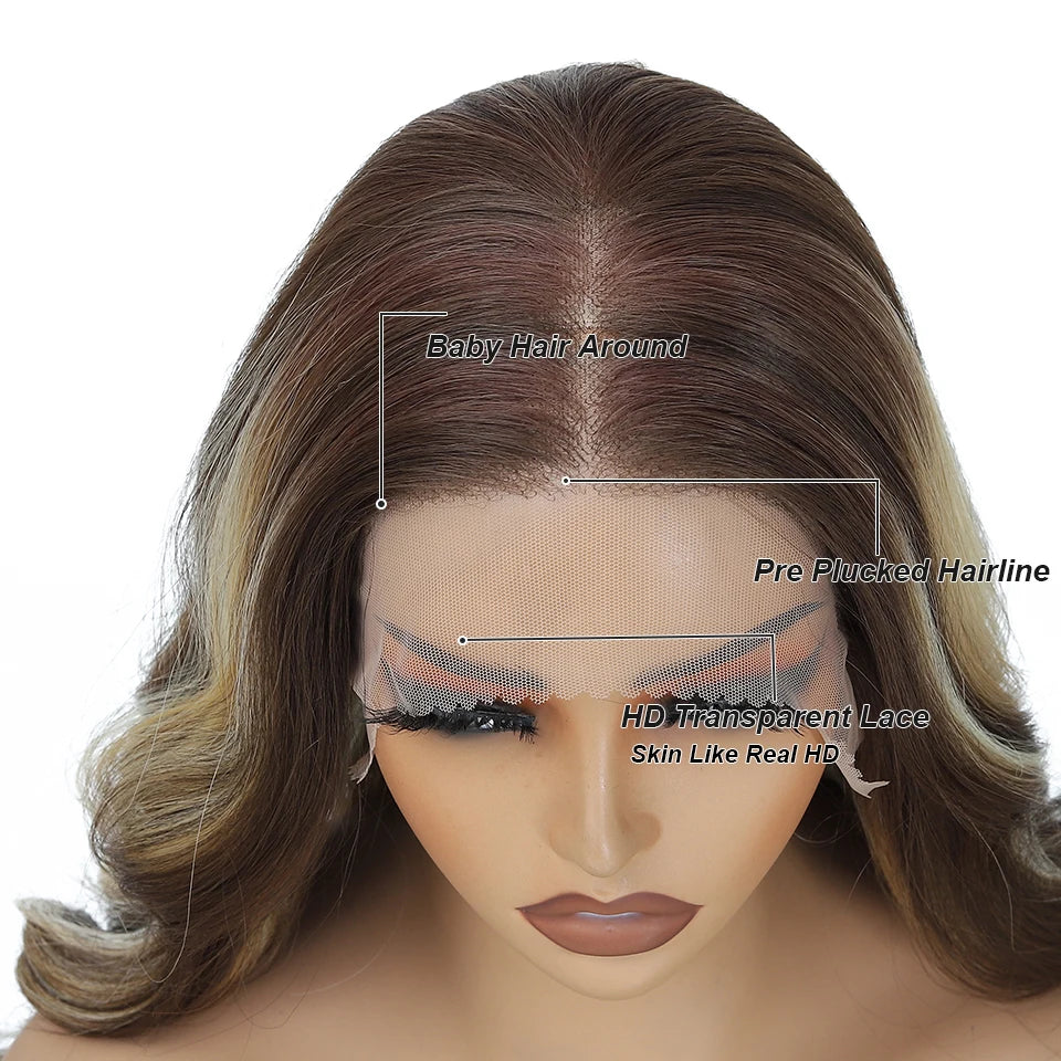30inch Heat Resistant Bio Body Wave Lace Frontal Wigs skull